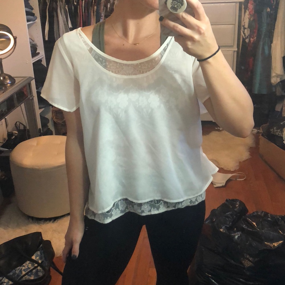 White lace flowy top